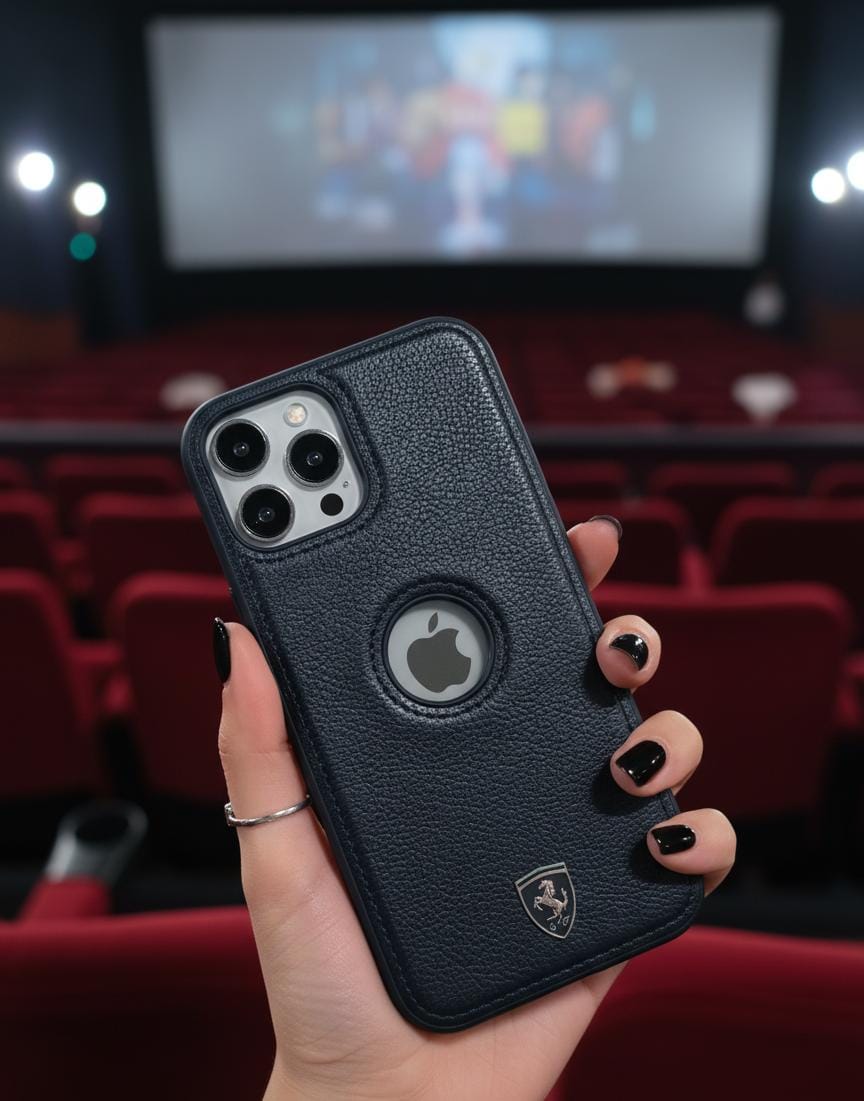 iPhone 12 PRO Leather Mobile cover BLACK