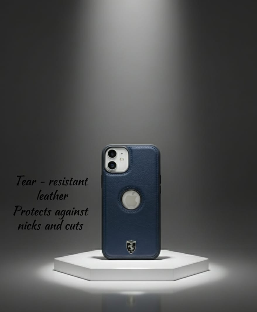 iPhone 12 PRO Leather Mobile Cover NAVY BLUE